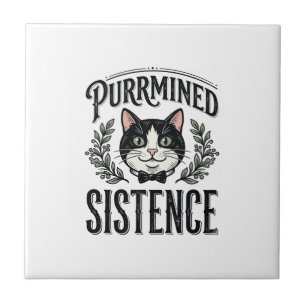 Carreau Chat Drôle Purrminé Sistence Graphique Vintage_1