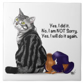 Carreau Chat drôle tabby défiant sans remords (Devant)