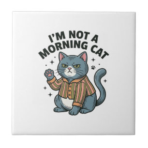 Carreau Chat du matin Gravure vintage T-shirt drôle de cha