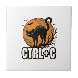 Carreau Chat effrayant CTRL C Conception vectorielle Hallo