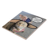 CARREAU CHAT ÉLÉGANT AVEC CASQUETTE DIVA, ROSES ROSES ROSE (Côté)