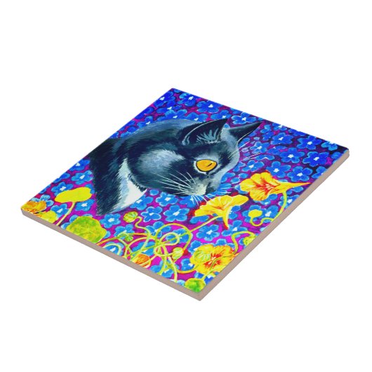 Carreau Chat en fleurs (Côté)