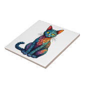Carreau Chat en vitrail multicolore 784 (Côté)