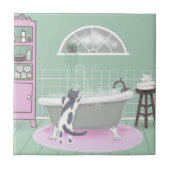 Carreau Chat et bulle Bain rose Sage Art (Devant)