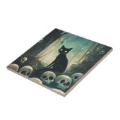 Carreau Chat et crâne d'Halloween (Côté)