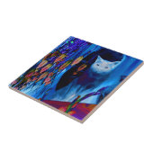 Carreau Chat Et Fleurs Siamois Art Animal (Côté)