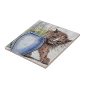 Carreau Chat et petit oiseau jaune, Louis Wain (Côté)