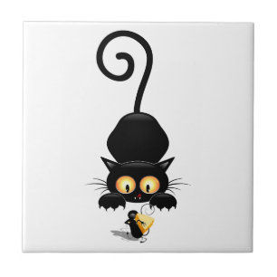 Carreau Chat et souris avec des personnages de dessin amus