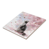 Carreau Chat Fleur de Cerisier et Papillons (1) (Côté)
