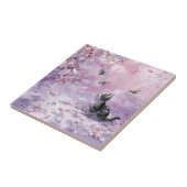 Carreau Chat Fleur de Cerisier et Papillons (5) (Côté)