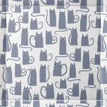 Carreau Chat gris amusant<br><div class="desc">Petits chats gris aquarelle mignons. Art original de Nic Squirrell. Parfait pour les amoureux des animaux.</div>