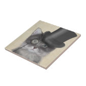 Carreau Chat gris avec chapeau supérieur (Côté)