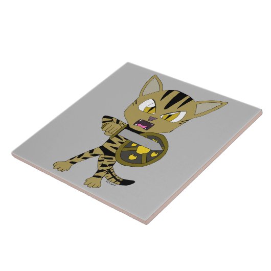 Carreau Chat guerrier Chibi (Côté)