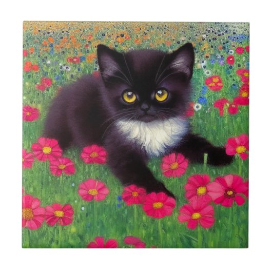 Carreau Chat Gustav Klimt Tuxedo (Devant)