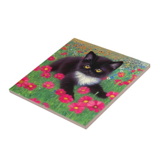 Carreau Chat Gustav Klimt Tuxedo (Côté)