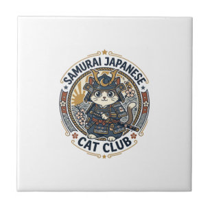 Carreau Chat japonais samouraï Art vectoriel POD - Samoura