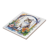 Carreau Chat Kitty en fenêtre de fleurs (Côté)