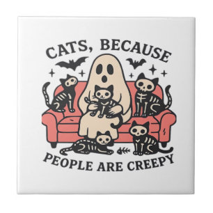Carreau Chat Les gens sont effrayants Squelette Halloween