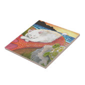 Carreau Chat Mermaid 26 Merkitty sur la plage avec tortue (Côté)