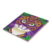 Carreau Chat mignon portant un Masque Mardi Gras (Côté)