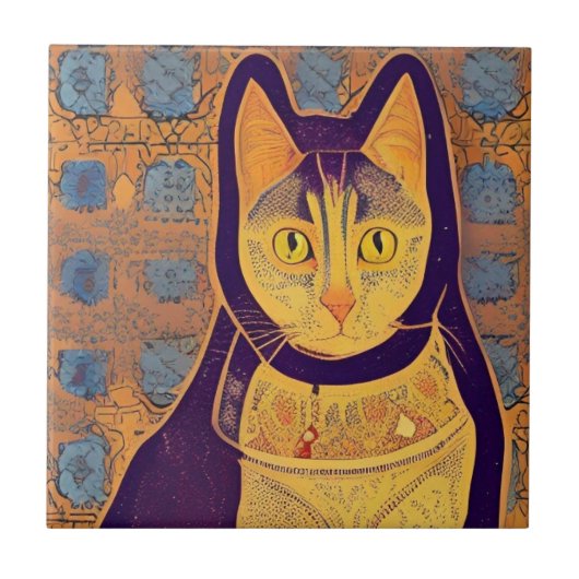 Carreau Chat mosaïque marocaine Art abstrait chaude voix c (Devant)