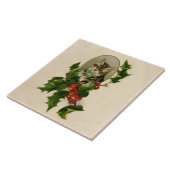 Carreau Chat Noël Joyau Holly Kitten Art antique (Côté)