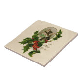 Carreau Chat Noël Joyau Holly Kitten Art antique (Côté)