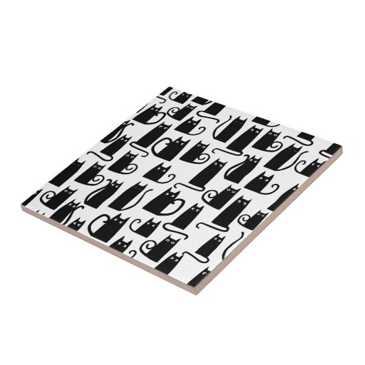 Carreau Chat noir amusant (Côté)