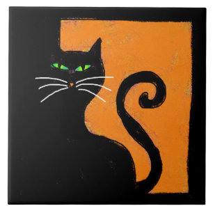 Carreau Chat noir Art d'Halloween Abstrait