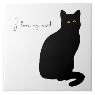 Carreau Chat noir aux yeux jaunes