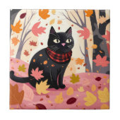 Carreau Chat noir dans la forêt (Devant)