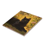 Carreau Chat Noir dans les Fleurs I (Côté)