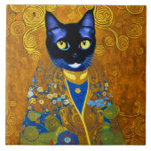 Carreau Chat noir dans un Burnoose (Devant)