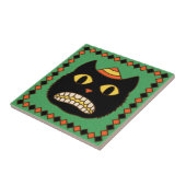 Carreau Chat noir d'Halloween en Allemagne Vintage (Côté)