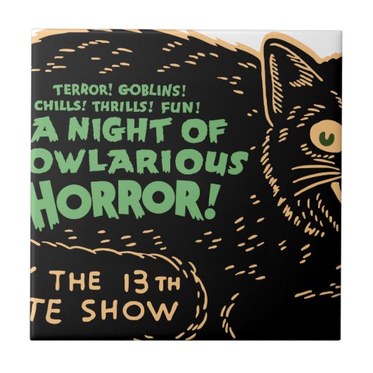 Carreau Chat noir d'Halloween Vintage (Devant)