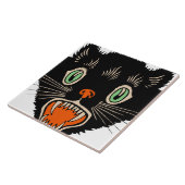 Carreau Chat noir effrayé d'Halloween Vintage (Côté)