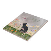 Carreau Chat noir en fleurs (Côté)
