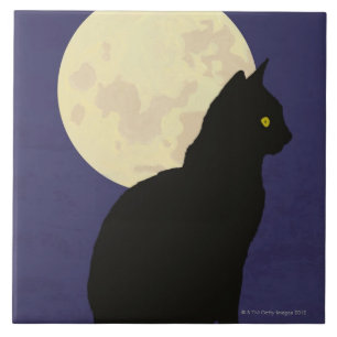 Carreau Chat noir et la lune
