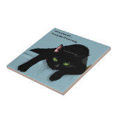 Carreau Chat Noir Fatigué Bleu Drôle (Côté)