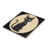 Carreau Chat noir futuriste atomique Lune (Côté)