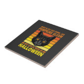 Carreau Chat Noir Halloween Graphique de Citrouille Vintag (Côté)