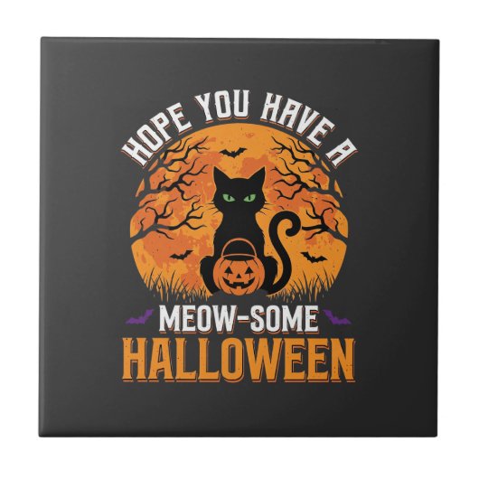Carreau Chat Noir Halloween Incroyable (Devant)