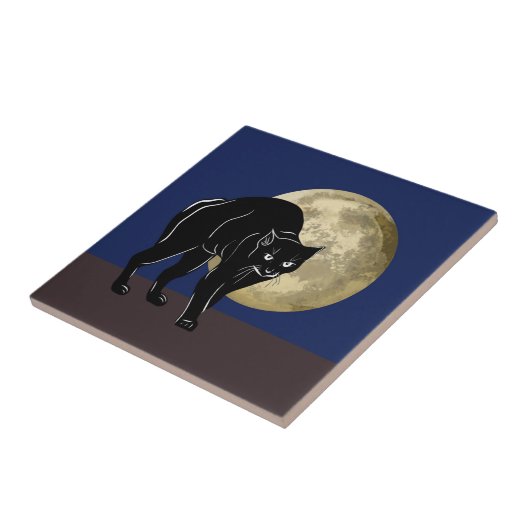 Carreau Chat Noir Halloween Prowling Sur Une Nuit De Plein (Côté)