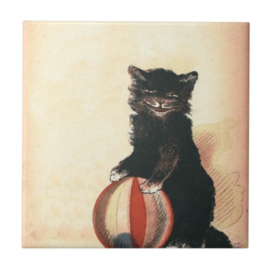 Carreau Chat Noir HALLOWEEN Vintage (Devant)