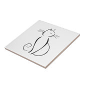 Carreau Chat noir minimaliste sur blanc (Côté)