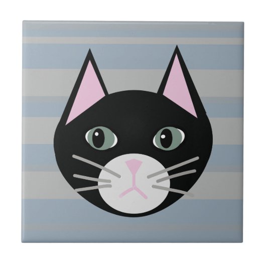 Carreau Chat noir, rayures (Devant)