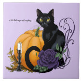 Carreau Chat Noir Rose Pourpre Citrouille Automne (Devant)