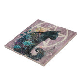 Carreau Chat noir saisissant Fleurs de pentacle aux tons d (Côté)