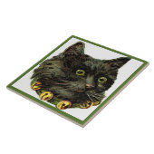 Carreau Chat noir victorien avec col de cloche (Côté)