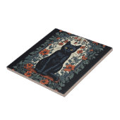 Carreau Chat noir Vintage Floral (Côté)